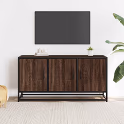 vidaXL Mobile TV Rovere Marrone 100x35x50 cm Legno Multistrato Metallo - Vista aggiuntiva 3