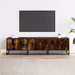 vidaXL Mobile TV Rovere Fumo 150x35x41 cm in Truciolato e Metallo - Vista aggiuntiva 3
