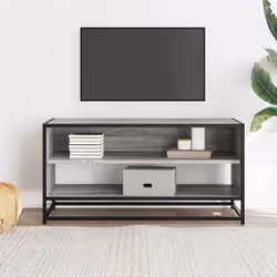 vidaXL Mobile TV Grigio Sonoma 91x40x46 cm Legno Multistrato e Metallo - Vista aggiuntiva 3
