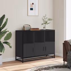 vidaXL Credenza Nera 100x35x76 cm in Legno Multistrato - Vista aggiuntiva 3
