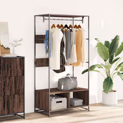 VidaXL 849298 organizzatore per conservazione da appendere Metallo, Legno Marrone - Vista aggiuntiva 3