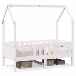 vidaXL Giroletto Casetta Bambini Bianco 70x140 cm Legno Massello Pino - Vista aggiuntiva 2