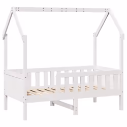 vidaXL Giroletto Casetta Bambini Bianco 70x140 cm Legno Massello Pino - Vista aggiuntiva 3