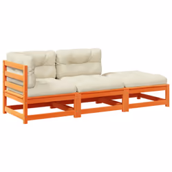 vidaXL Set Divani Giardino 3 pz con Cuscini Marrone Cera Massello Pino - Vista aggiuntiva 2