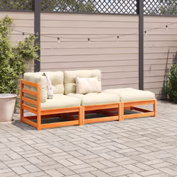 vidaXL Set Divani Giardino 3 pz con Cuscini Marrone Cera Massello Pino - Vista aggiuntiva 3