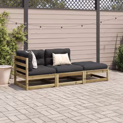 Set Divani da Giardino 3pz con Cuscini Legno Impregnato di Pinocod mxl 116577 - Vista aggiuntiva 3