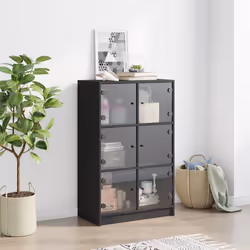 vidaXL Credenza con Ante Nera 68x37x109 cm in Legno Multistrato - Vista aggiuntiva 3
