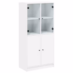vidaXL Credenza con Ante Bianca 68x37x142 cm Legno Multistrato - Vista aggiuntiva 2