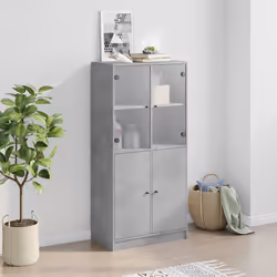vidaXL Credenza con Ante Grigio Cemento 68x37x142 cm Legno Multistrato - Vista aggiuntiva 3