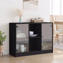 vidaXL Credenza Nero 102x37x75,5 cm in Legno Multistrato - Vista aggiuntiva 3