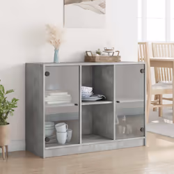 vidaXL Credenza Grigio Cemento 102x37x75,5 cm in Legno Multistrato - Vista aggiuntiva 3