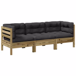 Set Divani da Giardino 3pz con Cuscini Legno Impregnato di Pinocod mxl 92904 - Vista aggiuntiva 2