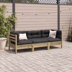 Set Divani da Giardino 3pz con Cuscini Legno Impregnato di Pinocod mxl 92904 - Vista aggiuntiva 3