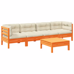 Set Divani Giardino 5pz con Cuscini Marrone Cera Massello Pinocod mxl 92676 - Vista aggiuntiva 2
