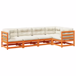 Set Divani Giardino 5pz con Cuscini Marrone Cera Massello Pinocod mxl 92926 - Vista aggiuntiva 2