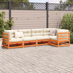 Set Divani Giardino 5pz con Cuscini Marrone Cera Massello Pinocod mxl 92926 - Vista aggiuntiva 3