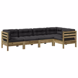 Set Divani da Giardino 5pz con Cuscini Legno Impregnato di Pinocod mxl 92929 - Vista aggiuntiva 2