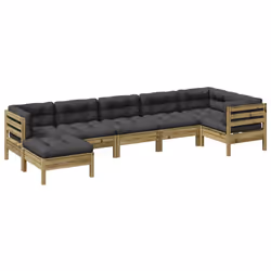 Set Divani da Giardino 7pz con Cuscini Legno Impregnato di Pinocod mxl 92629 - Vista aggiuntiva 2