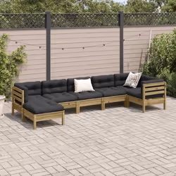 Set Divani da Giardino 7pz con Cuscini Legno Impregnato di Pinocod mxl 92629 - Vista aggiuntiva 3