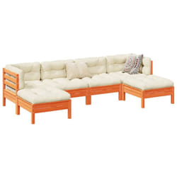 Set Divani Giardino 6pz con Cuscini Marrone Cera Massello Pino Vidaxl