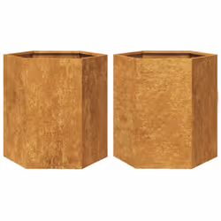 vidaXL Fioriere da Giardino 2 pz Esagono 46x40x45 cm in acciaio corten - Vista aggiuntiva 2