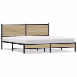 vidaXL Giroletto senza Materaso in Metallo Rovere Sonoma 180x200 cm - Vista aggiuntiva 2