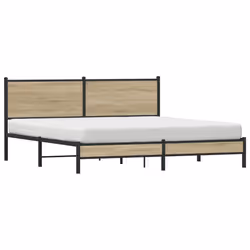 vidaXL Giroletto senza Materaso in Metallo Rovere Sonoma 180x200 cm - Vista aggiuntiva 3