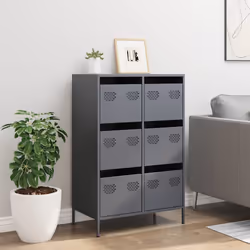 vidaXL Credenza Antracite 68x39x101,5 cm Acciaio - Vista aggiuntiva 3