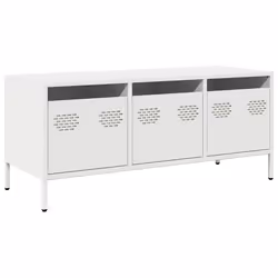 vidaXL Mobile TV Bianco 101,5x39x43,5 cm in Acciaio Laminato a Freddo - Vista aggiuntiva 2