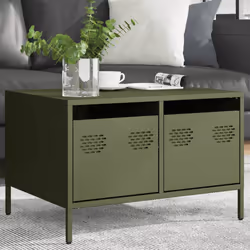 vidaXL Mobile TV Verde Oliva 68x50x43,5cm in Acciaio Laminato a Freddo - Vista aggiuntiva 3