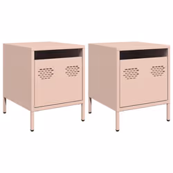vidaXL Comodini 2 pz Rosa 35x39x43,5 cm in Acciaio - Vista aggiuntiva 2