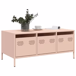 vidaXL Tavolino Rosa 101,5x50x43,5 cm in Acciaio Laminato a Freddo - Vista aggiuntiva 3