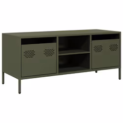 vidaXL Mobile TV Verde Oliva 101,5x39x43,5cm Acciaio Laminato a Freddo - Vista aggiuntiva 2