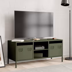 vidaXL Mobile TV Verde Oliva 101,5x39x43,5cm Acciaio Laminato a Freddo - Vista aggiuntiva 3