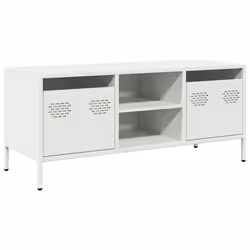vidaXL Mobile TV Bianco 101,5x39x43,5 cm in Acciaio Laminato a Freddo - Vista aggiuntiva 2