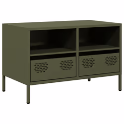 vidaXL Mobile TV Verde Oliva 68x39x43,5cm in Acciaio Laminato a Freddo - Vista aggiuntiva 2