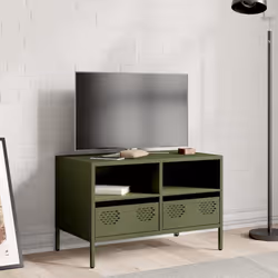 vidaXL Mobile TV Verde Oliva 68x39x43,5cm in Acciaio Laminato a Freddo - Vista aggiuntiva 3