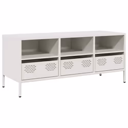 vidaXL Mobile TV Bianco 101,5x39x43,5 cm in Acciaio Laminato a Freddo - Vista aggiuntiva 2