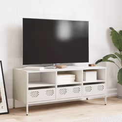 vidaXL Mobile TV Bianco 101,5x39x43,5 cm in Acciaio Laminato a Freddo - Vista aggiuntiva 3