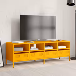 vidaXL Mobile TV Giallo Senape 135x39x43,5 cm in Acciaio - Vista aggiuntiva 3