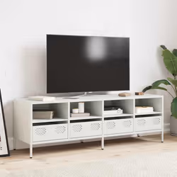 vidaXL Mobile TV Bianco 135x39x43,5 cm in Acciaio Laminato a Freddo - Vista aggiuntiva 3
