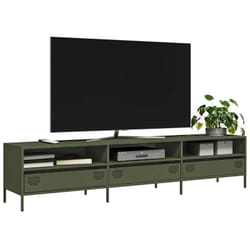 vidaXL Mobile TV Verde Oliva 202x39x43,5 cm Acciaio Laminato a Freddo