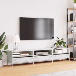 vidaXL Mobile TV Bianco 202x39x43,5 cm in Acciaio Laminato a Freddo - Vista aggiuntiva 3
