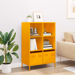 vidaXL Credenza Giallo Senape 68x39x103,5 cm in Acciaio - Vista aggiuntiva 3