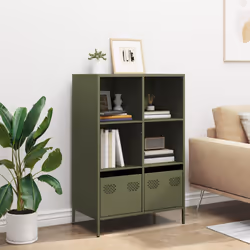 vidaXL Credenza Verde Oliva 68x39x103,5 cm in Acciaio - Vista aggiuntiva 3