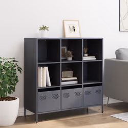 vidaXL Credenza Antracite 101,5x39x103,5 cm Acciaio - Vista aggiuntiva 3