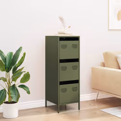 vidaXL Credenza Verde Oliva 39x35x103,5 cm in Acciaio - Vista aggiuntiva 3