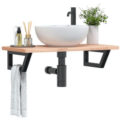 vidaXL Ripiano a Parete per Lavabo in Acciaio e Massello di Faggio