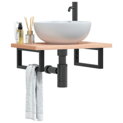 vidaXL Ripiano a Parete per Lavabo in Acciaio e Massello di Faggio