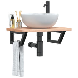 vidaXL Ripiano a Parete per Lavabo in Acciaio e Massello di Faggio